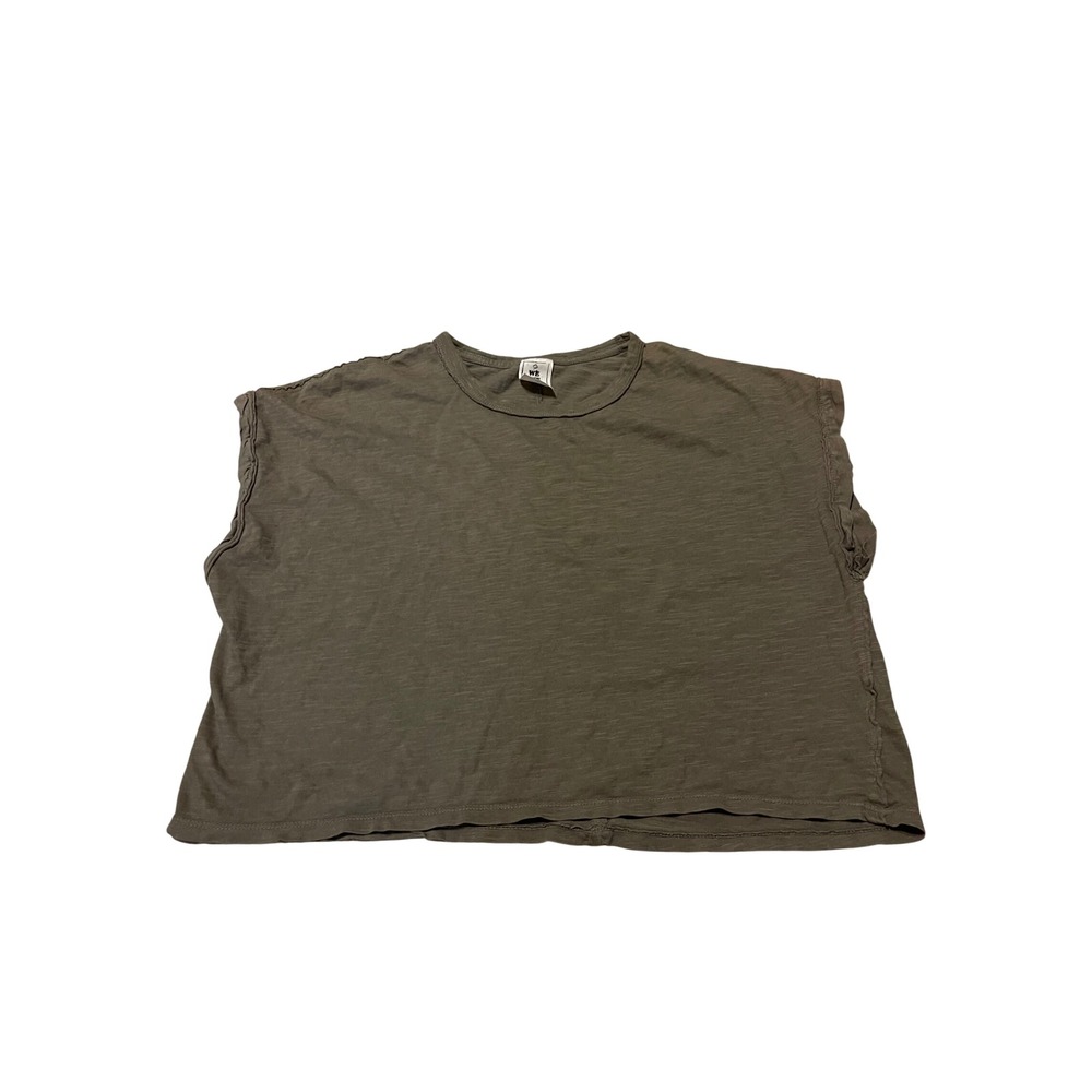 Free People We The Free Olive Green Muscle Tee Cropped Slub Knit Tank Top Small